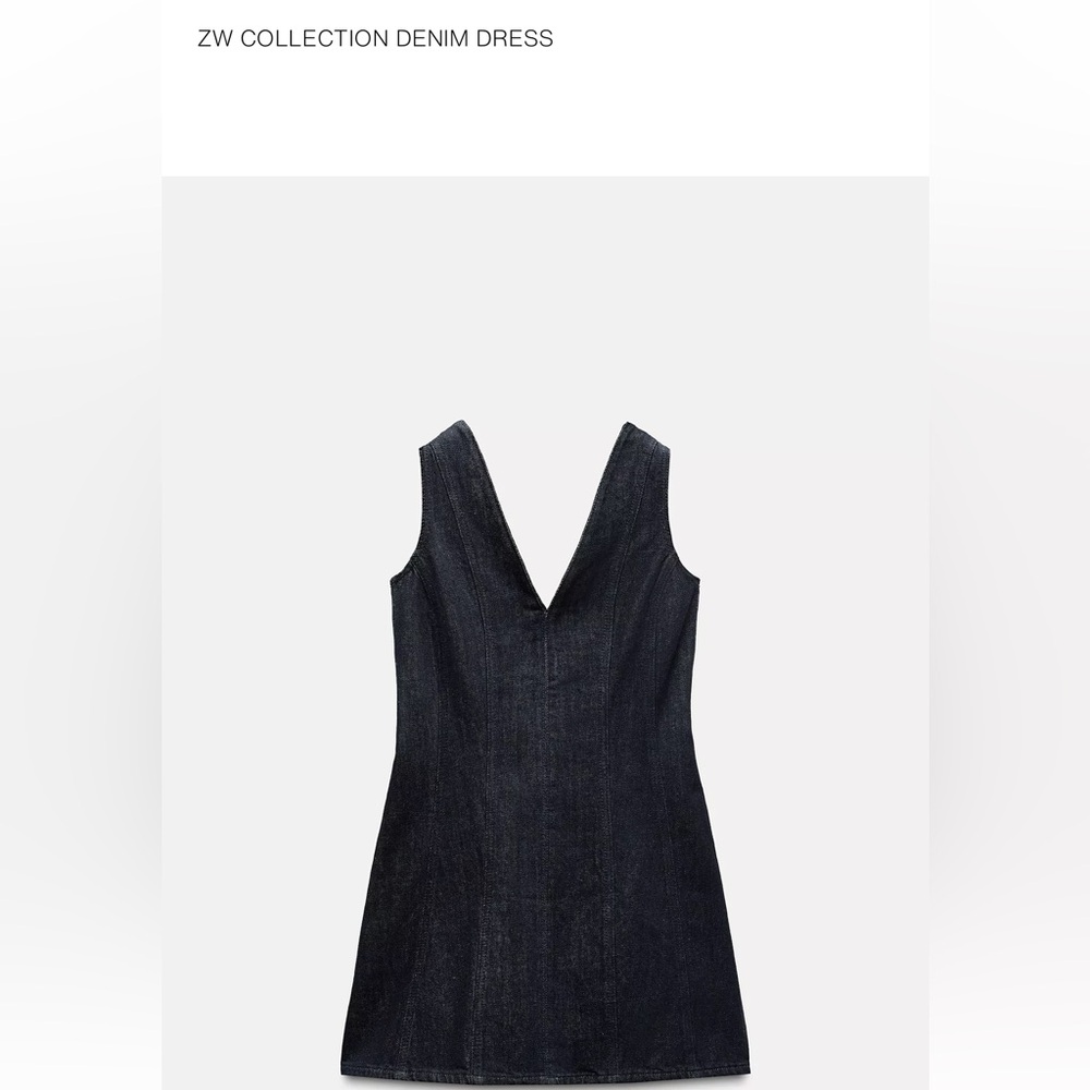 Zara Dark Blue Denim V-Neck Sleeveless Dress